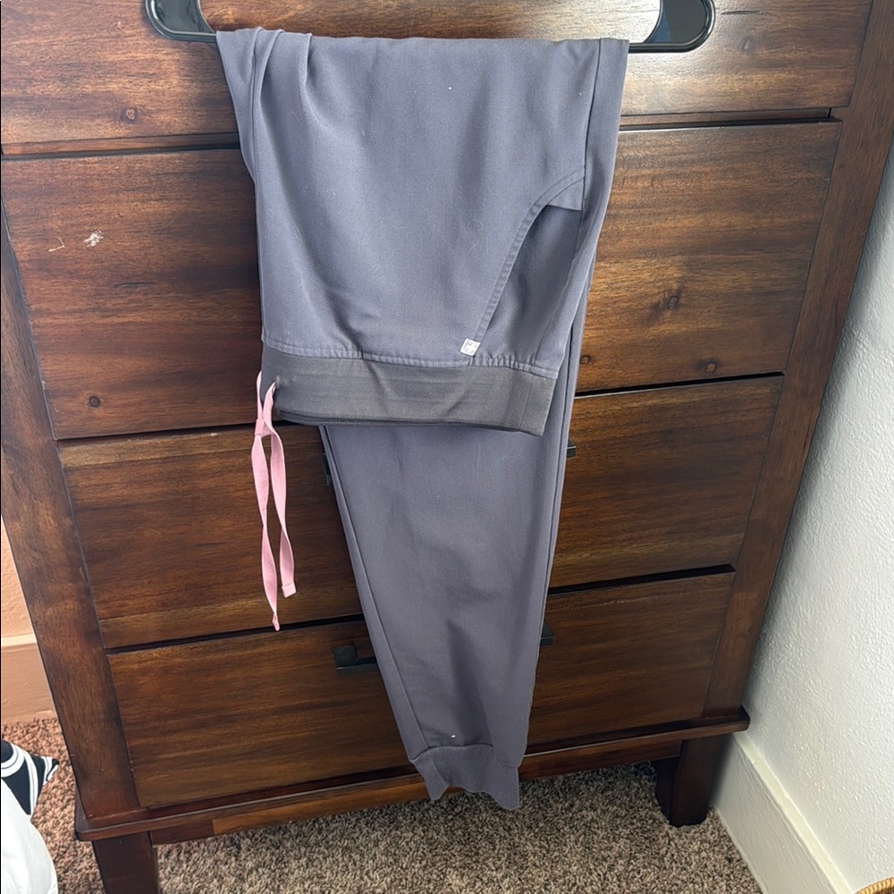 Figs Gray and Pink Track Pants XLT